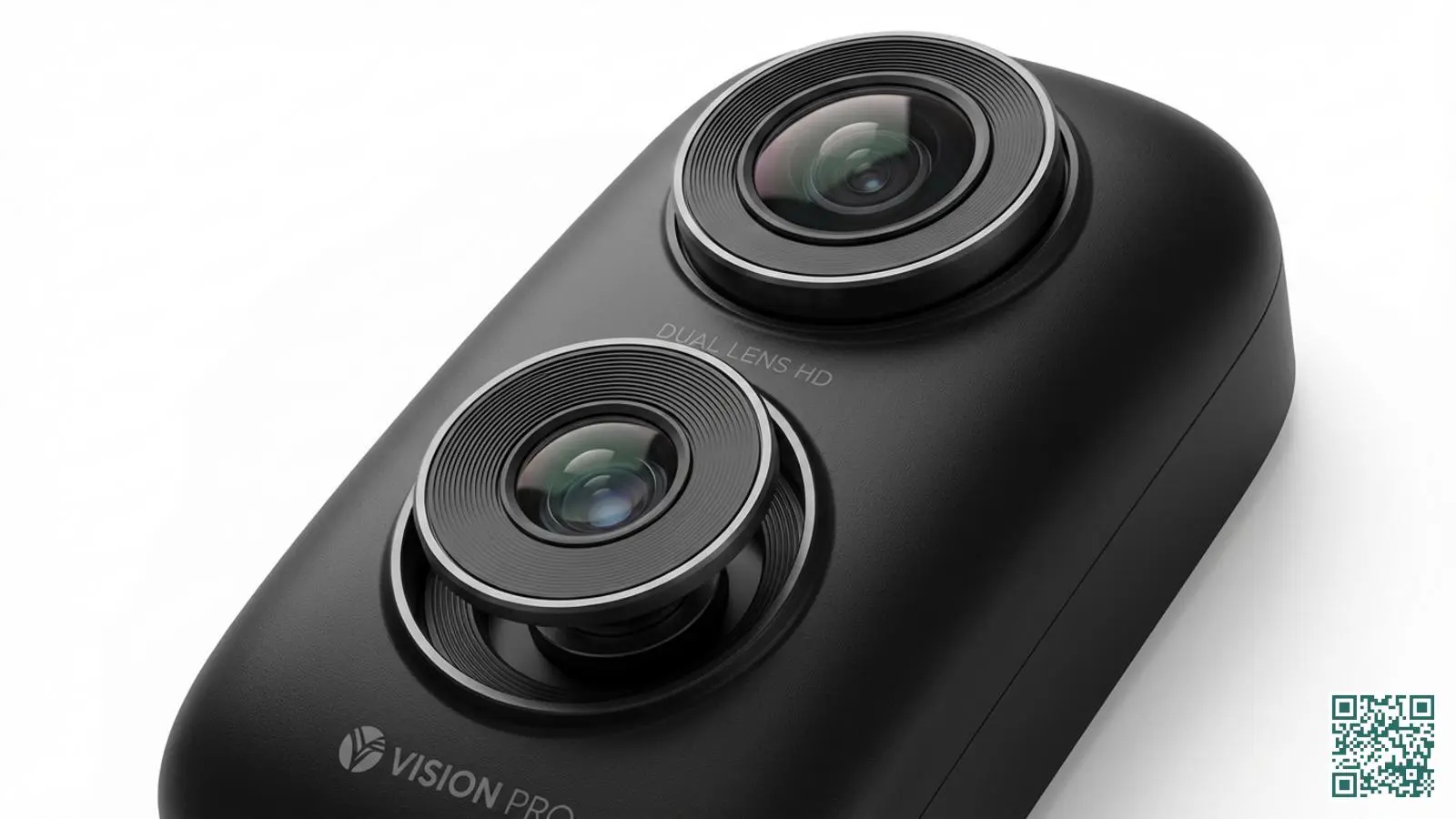 Close-up van een video deurbel met twee camera lenzen boven elkaar voor breed gezichtsveld