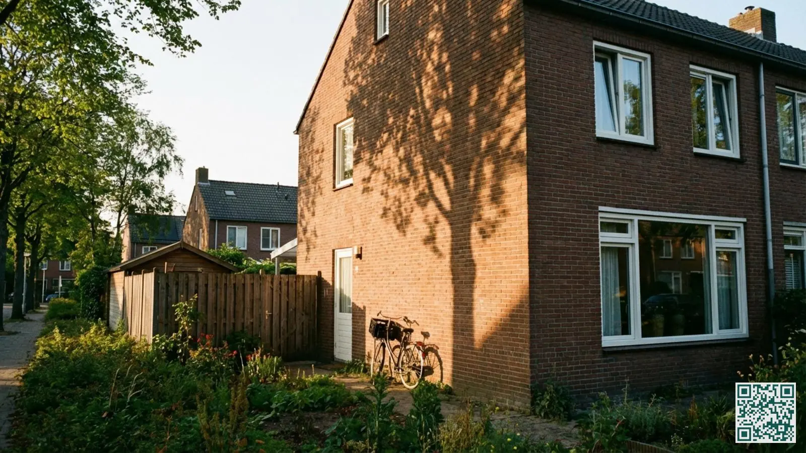 Nederlandse hoekwoning met zichtbare zijgevel en tuin die de extra kwetsbaarheid toont ten opzichte van tussenwoningen